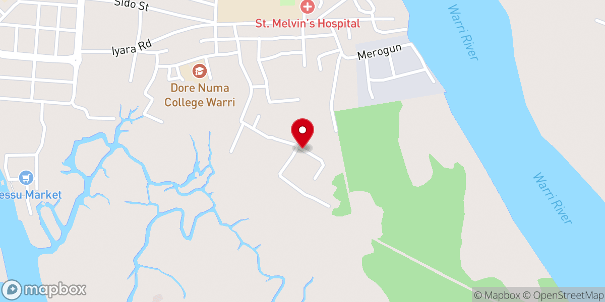 Map showing location of Church of the Transfiguration Anglican Church, Warri
