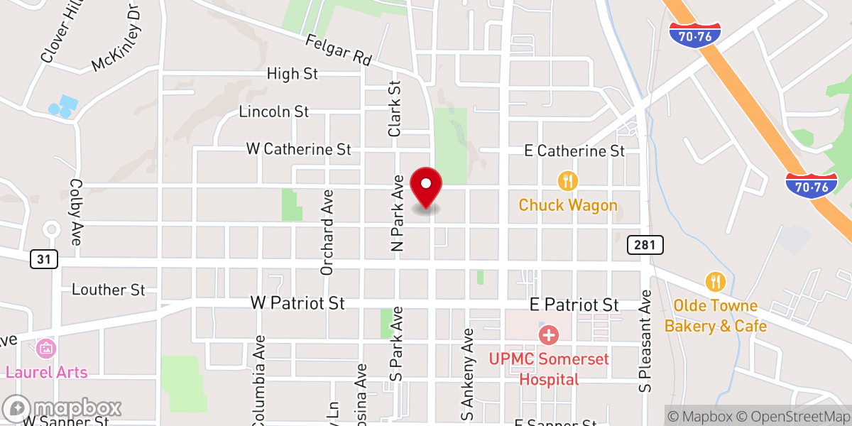 Map showing location of St. Paul's United Church of Christ