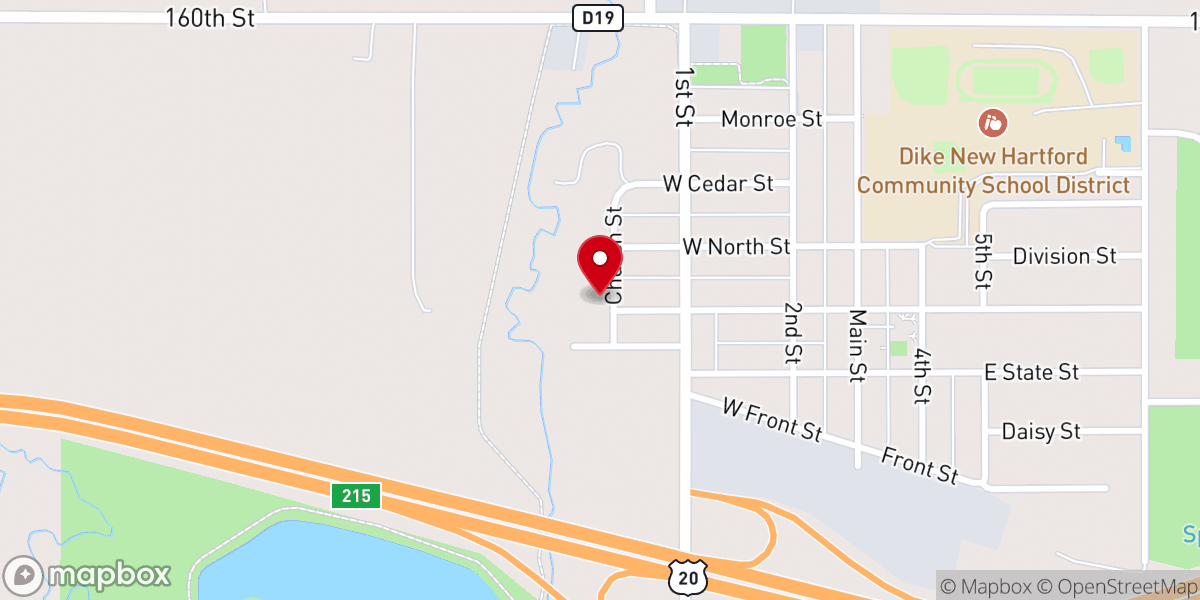 Map showing location of Dike United Methodist Church
