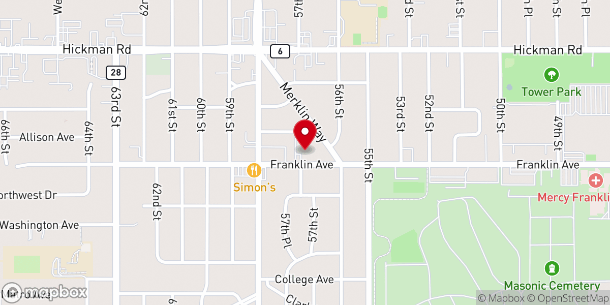 Map showing location of Mount Olive Lutheran Church & School