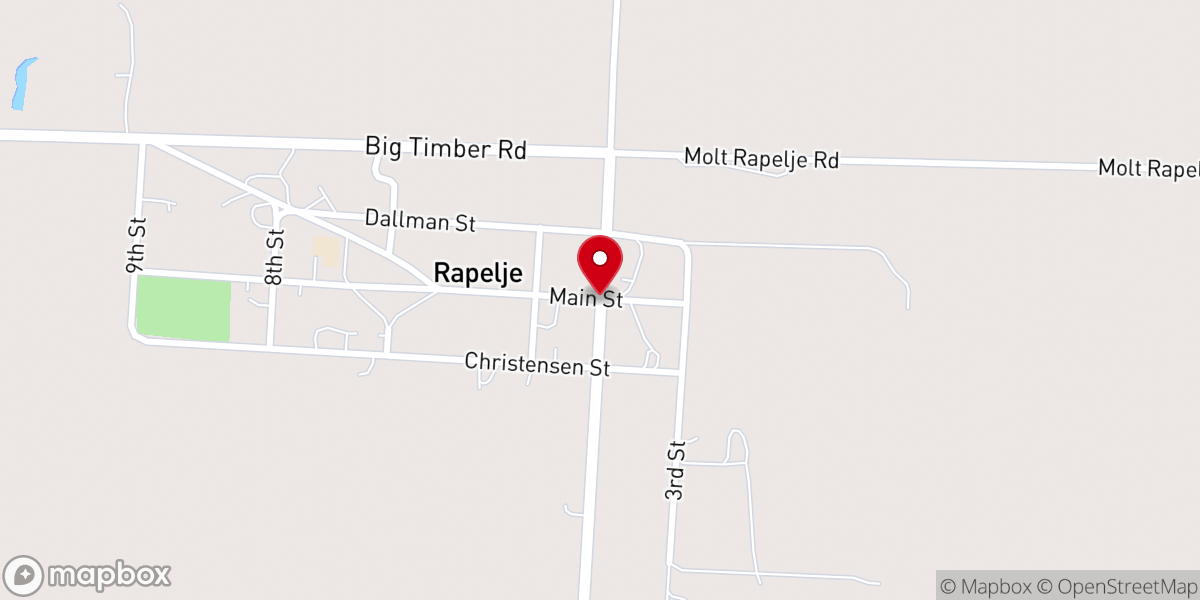 Map showing location of Rapelje