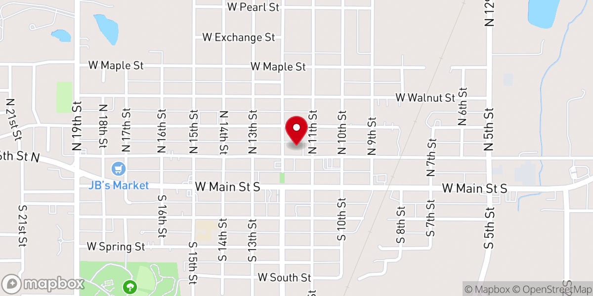 Map showing location of Church of the Nazarene