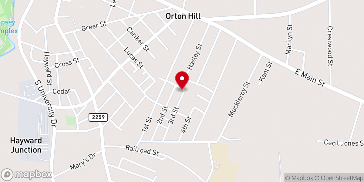Map showing location of Johnson Chapel CME Church