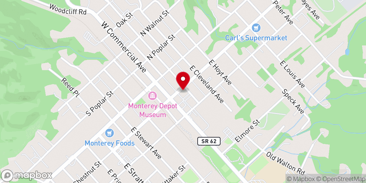 Map showing location of First Baptist Church-Monterey