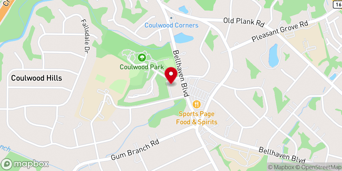 Map showing location of Hillcrest Baptist Church