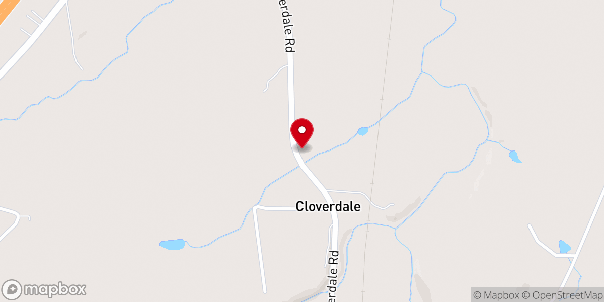 Map showing location of Cloverdale Baptist Church