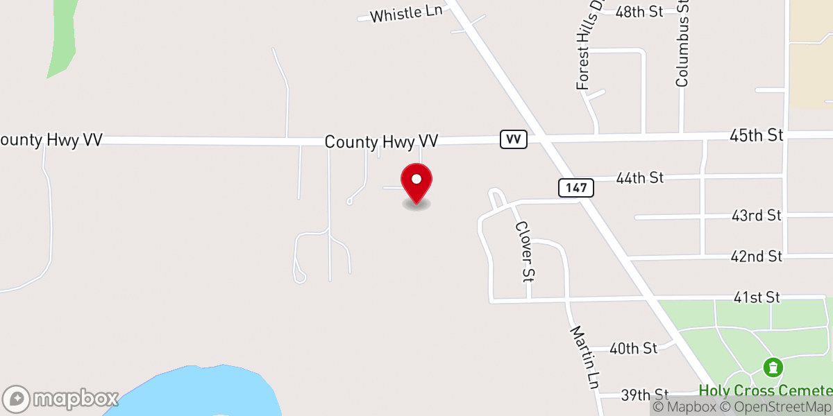 Map showing location of St. John's Lutheran Church