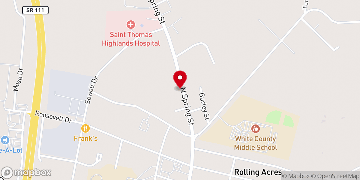 Map showing location of North Sparta Church of Christ