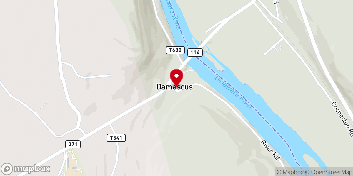Map showing location of First Baptist Church of Damascus, Pennsylvania
