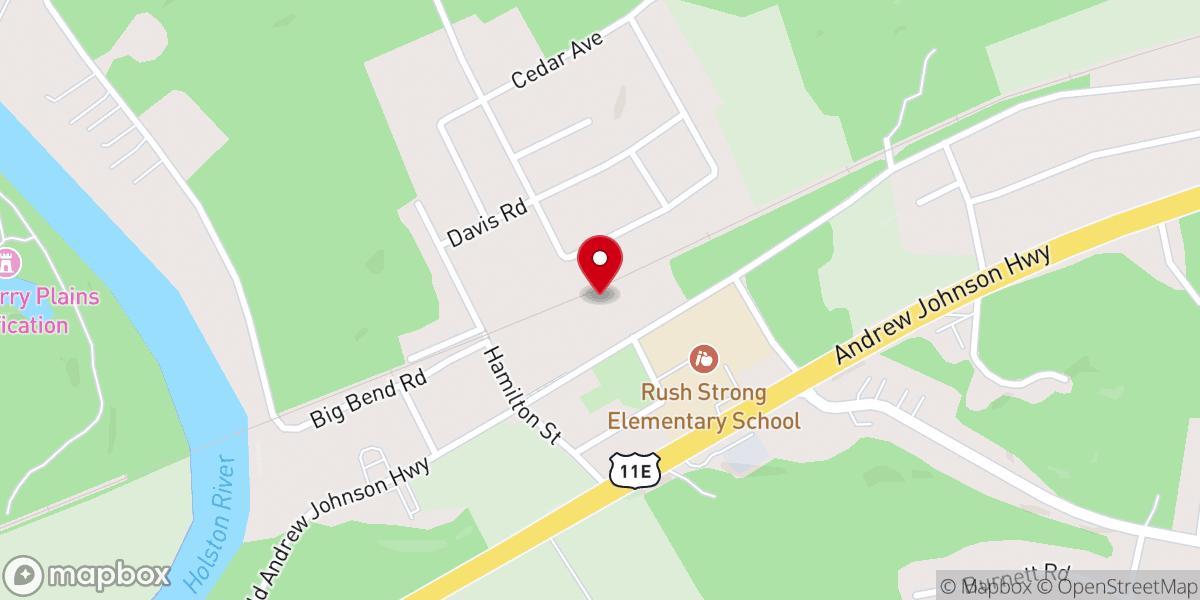 Map showing location of First Baptist Church Strawberry Plains