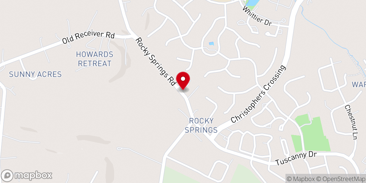 Map showing location of Historic Rocky Springs Chapel