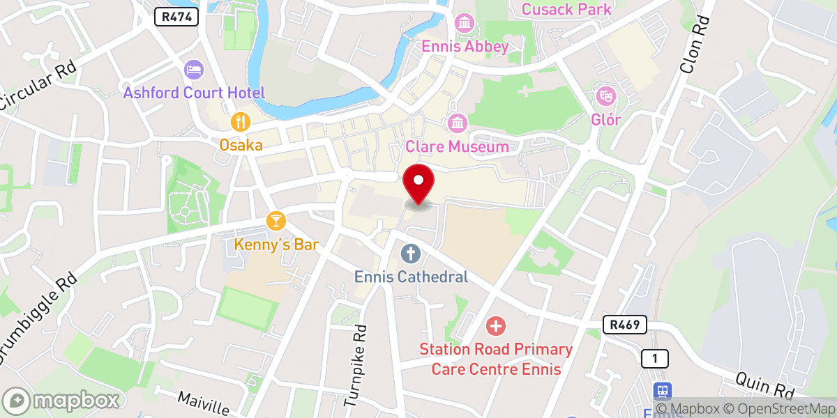 Map showing location of Hillbilly's Ennis