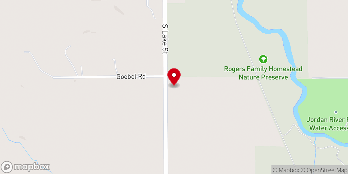 Map showing location of Michigan Wedding Barns