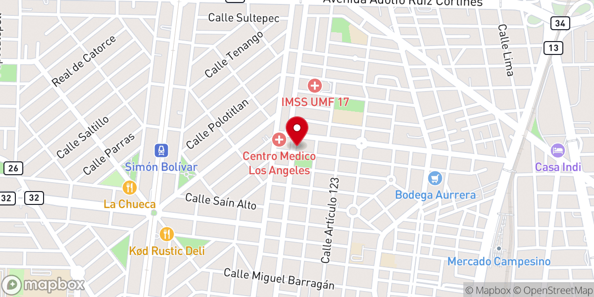 Map showing location of Parroquia San Antonio de Padua