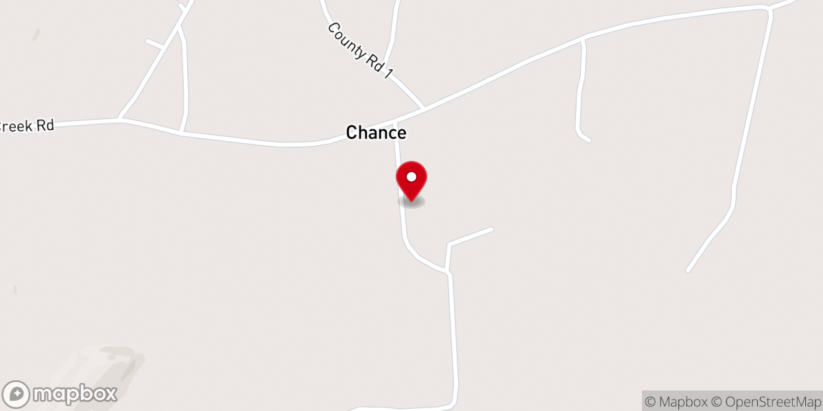 Map showing location of Chance Church