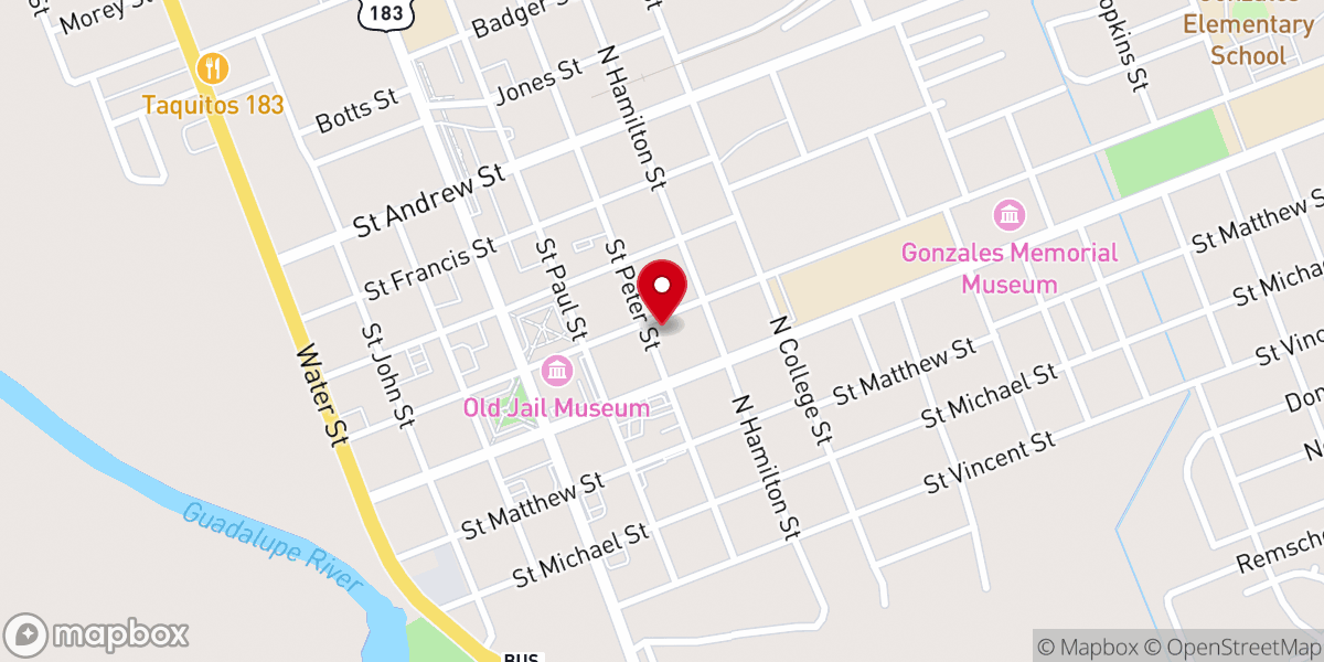 Map showing location of Gateway Fellowship Church - Gonzales