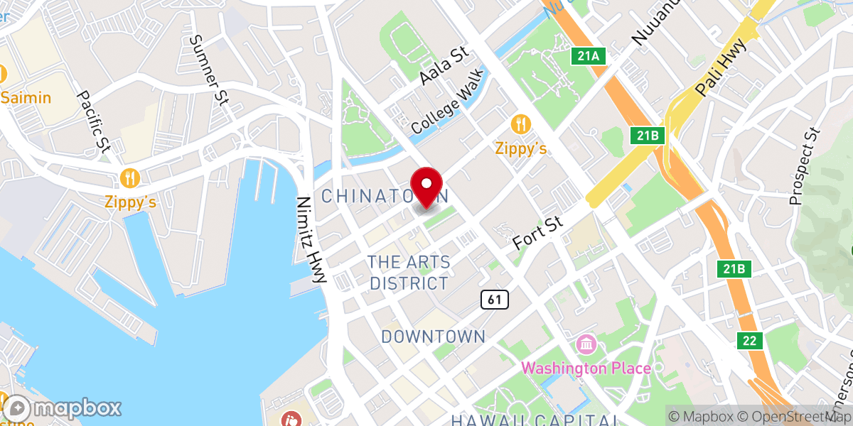 Map showing location of New Life Church Honolulu