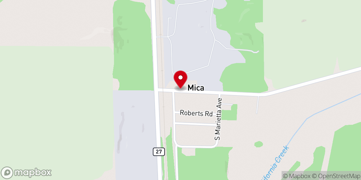 Map showing location of Mica