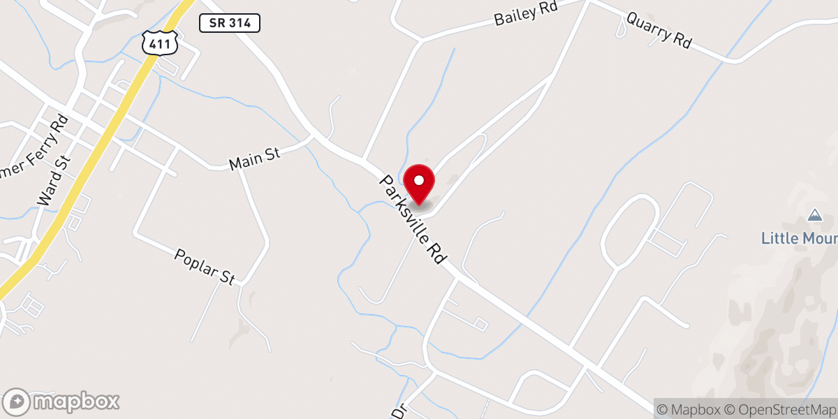 Map showing location of Old Ocoee Baptist Church