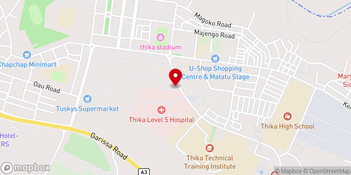 Map showing location of St. Patrick's Catholic Parish-Thika