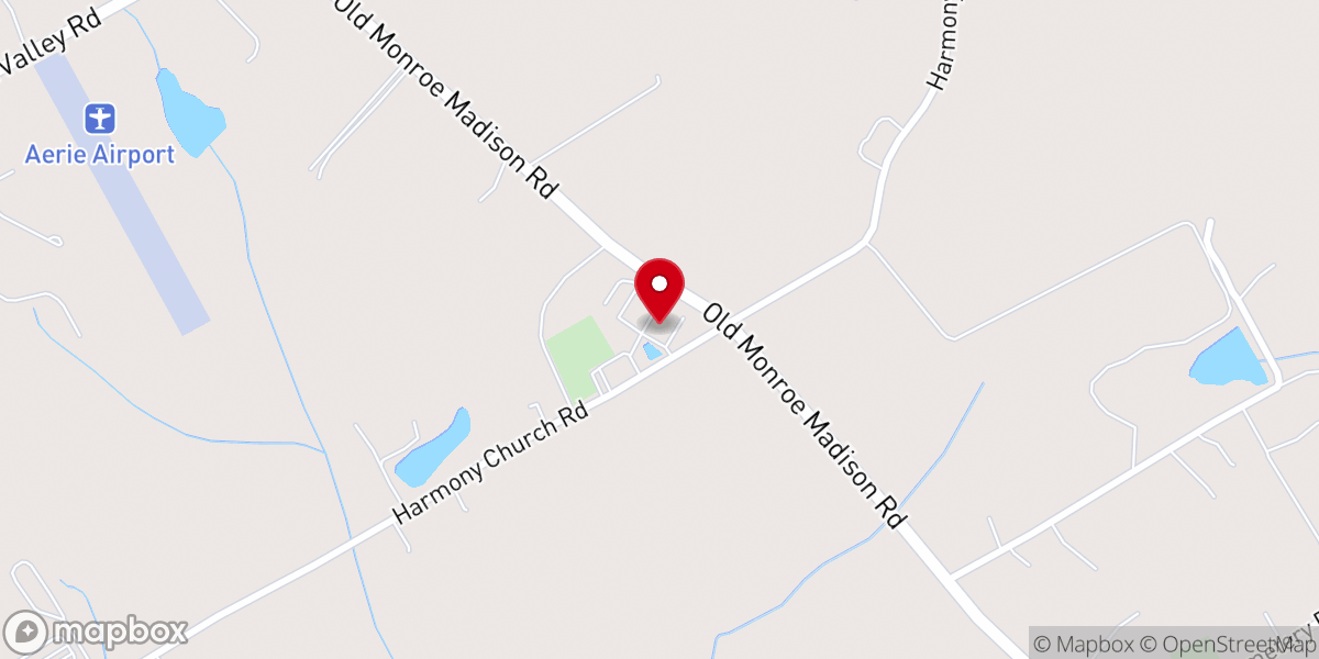 Map showing location of Harmony Baptist Church