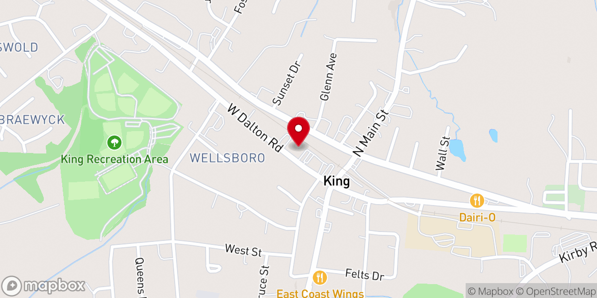 Map showing location of King Moravian Church