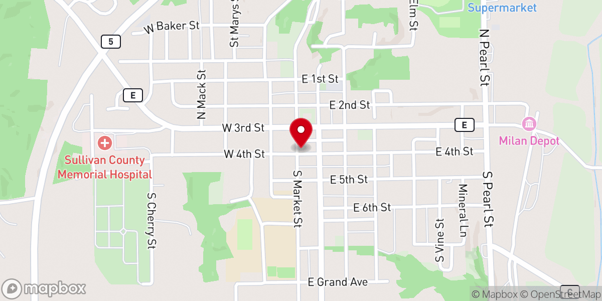 Map showing location of First Baptist Church