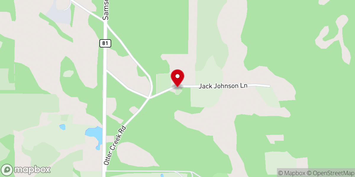 Map showing location of Otter Creek Methodist Church