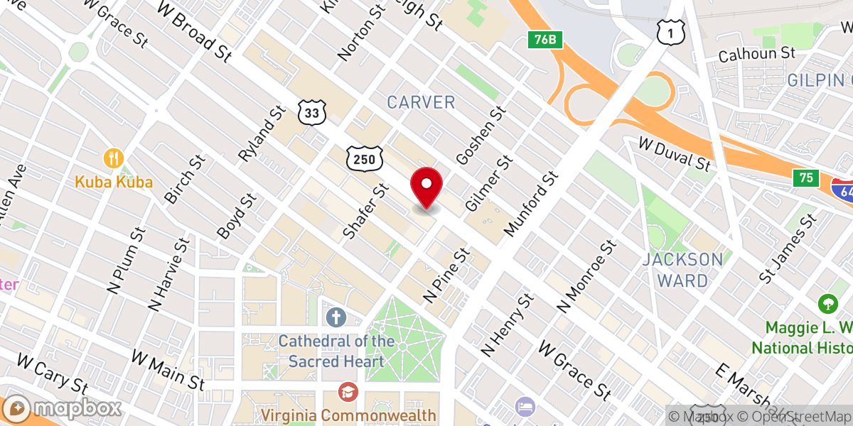 Map showing location of West Broad Church of Christ