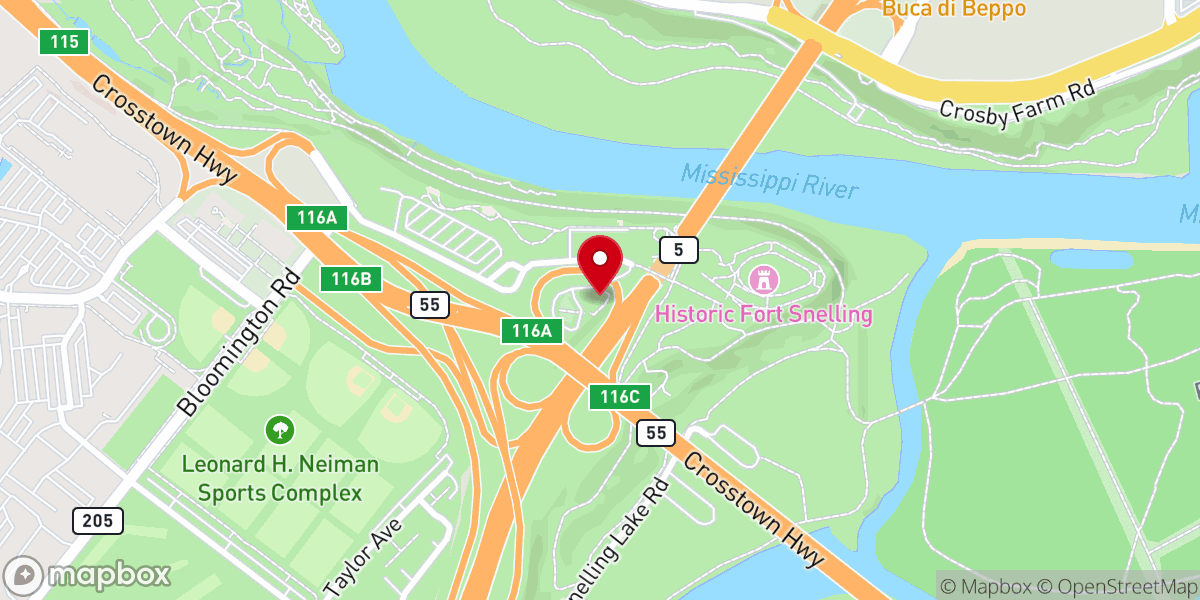 Map showing location of Fort Snelling Memorial Chapel