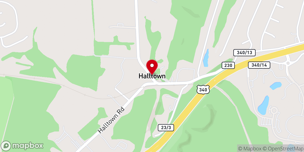 Map showing location of Halltown