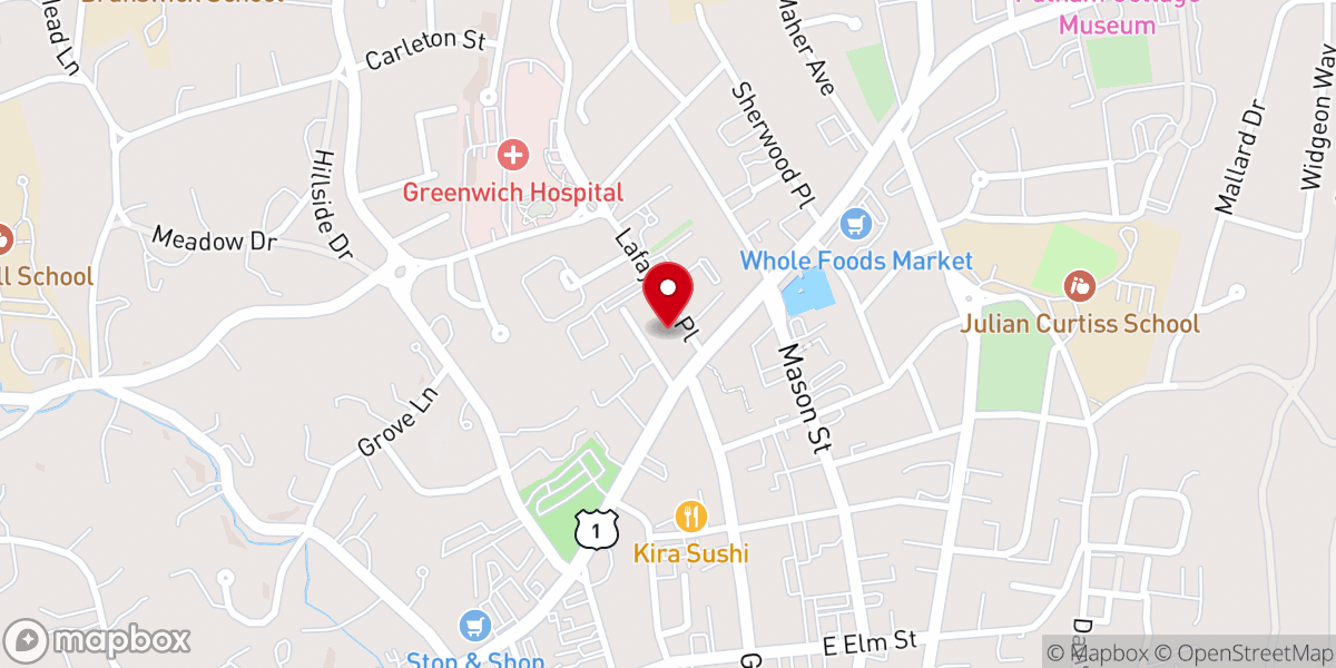 Map showing location of First Presbyterian Church of Greenwich