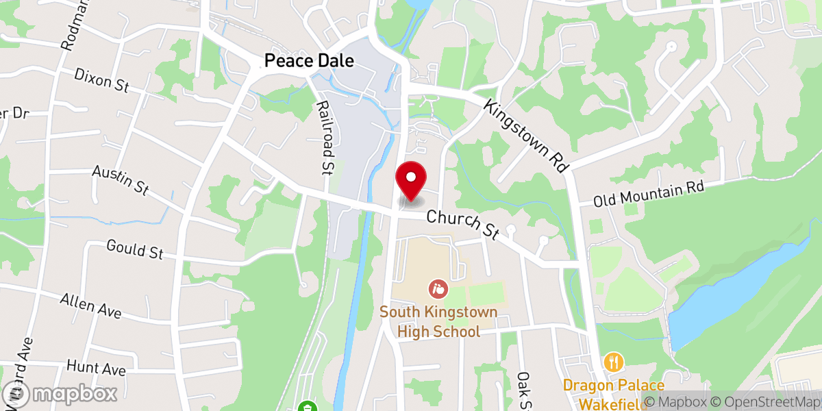 Map showing location of Peace Dale Congregational Church