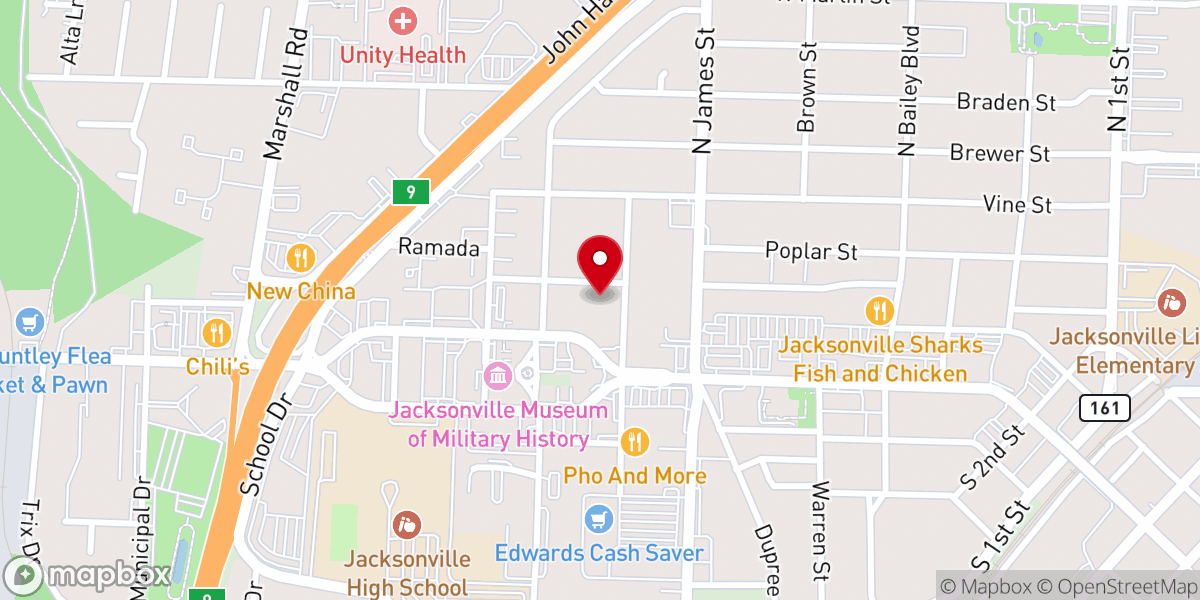 Map showing location of Bethel Baptist Church