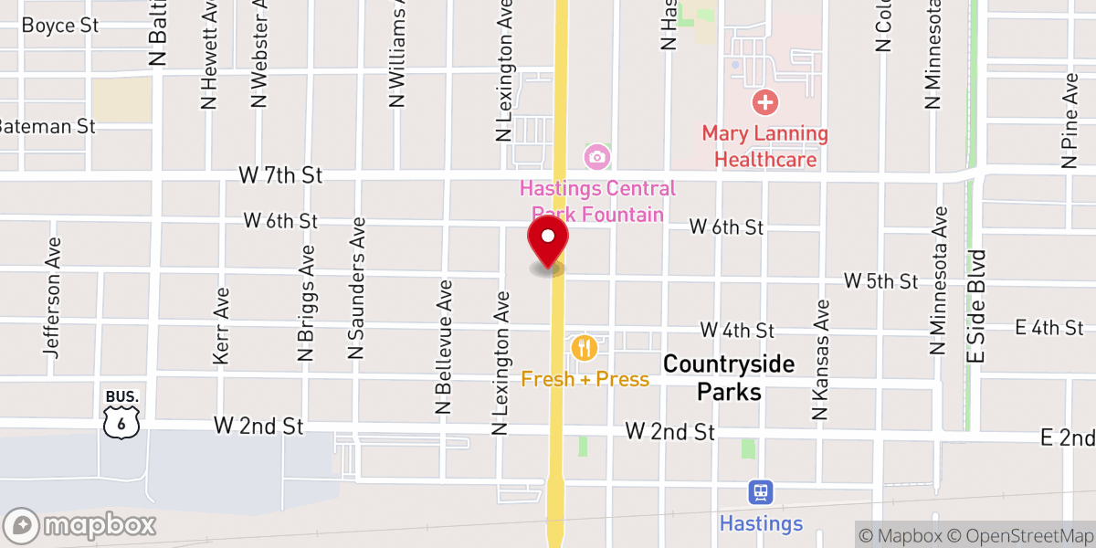 Map showing location of First St Paul's Lutheran Church