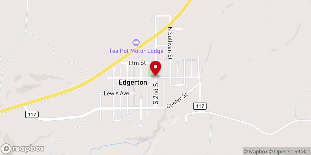 Map showing location of Edgerton