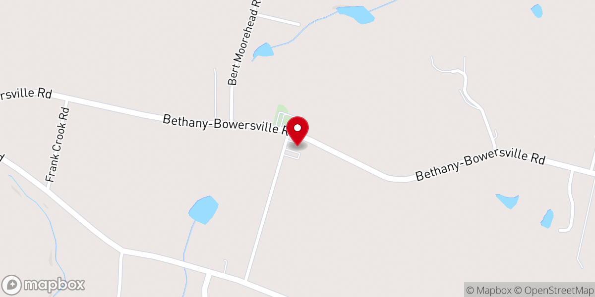 Map showing location of Bethany Baptist Church