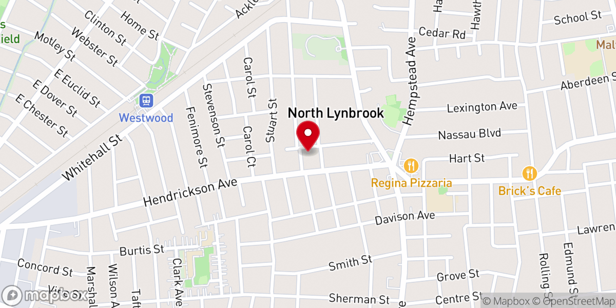 Map showing location of Hendrickson Avenue Bible Church