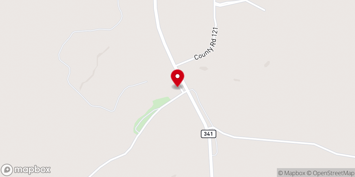 Map showing location of Gaston Springs Church