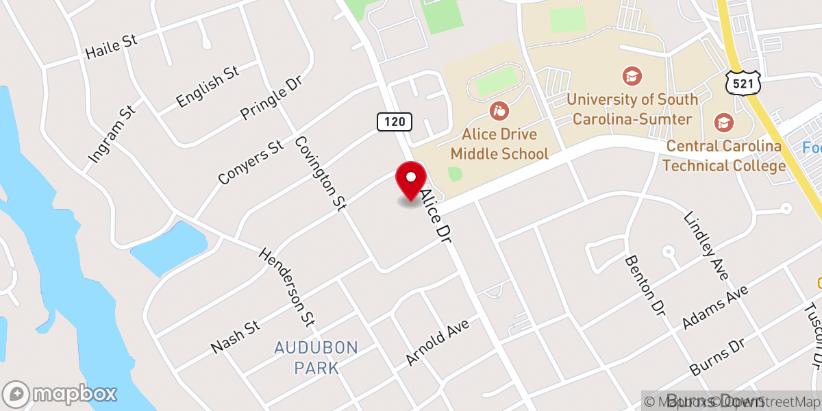 Map showing location of Westminster Presbyterian Church
