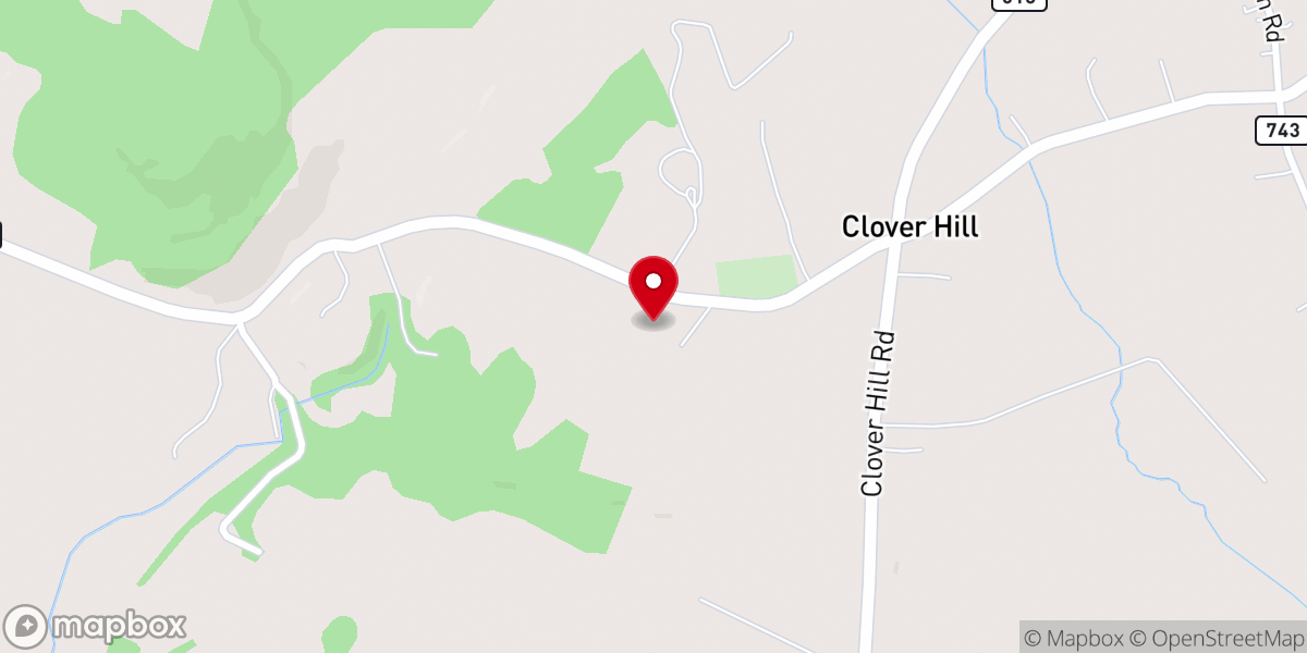 Map showing location of Clover Hill Church