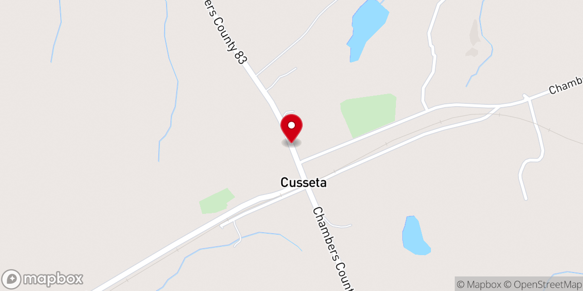 Map showing location of Cusseta Baptist Church
