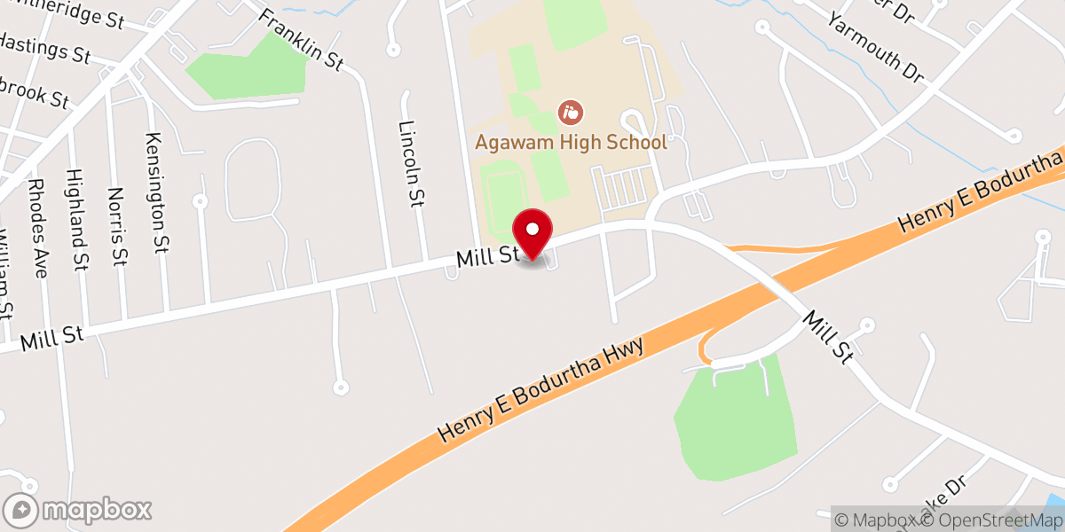 Map showing location of Agawam Methodist Church