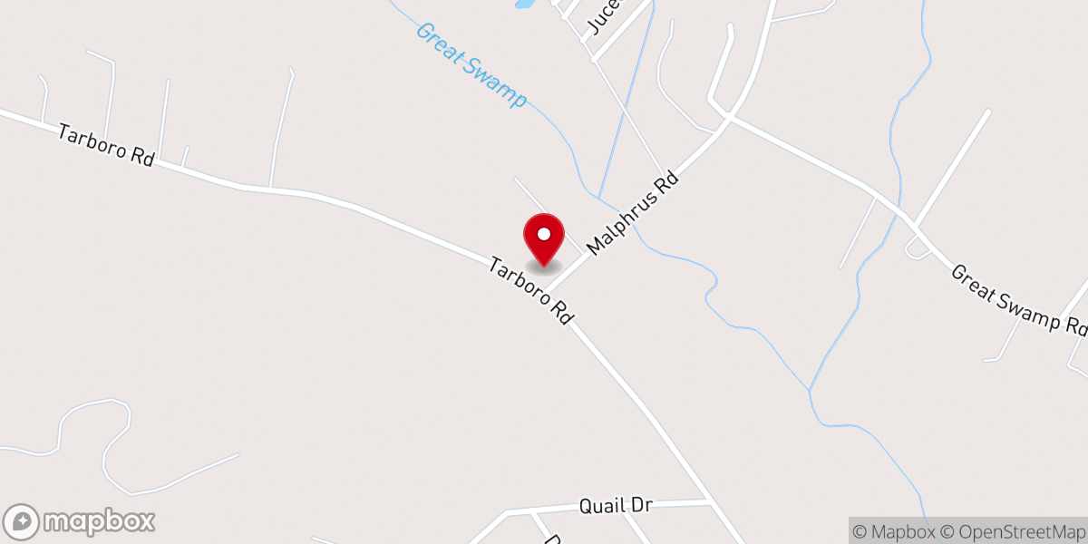 Map showing location of Great Swamp Baptist Church