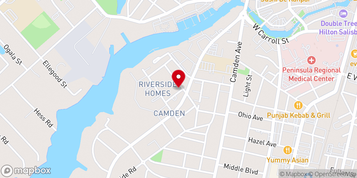 Map showing location of Riverside Methodist Church