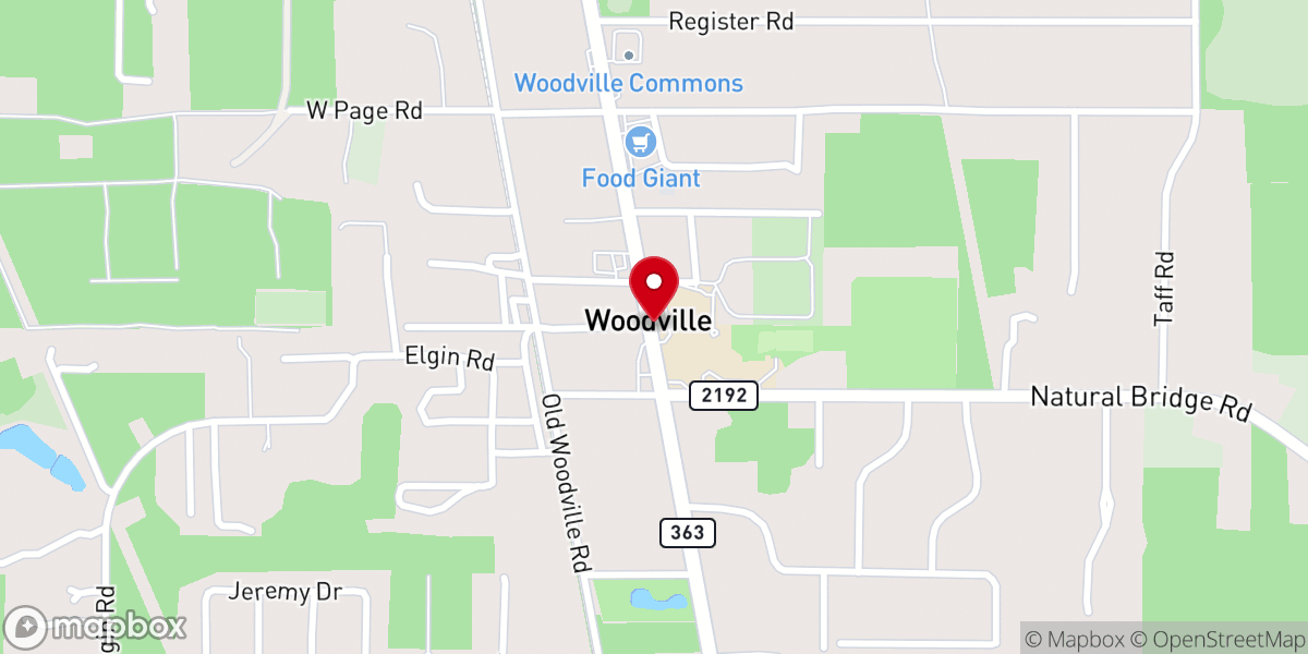 Map showing location of Woodville