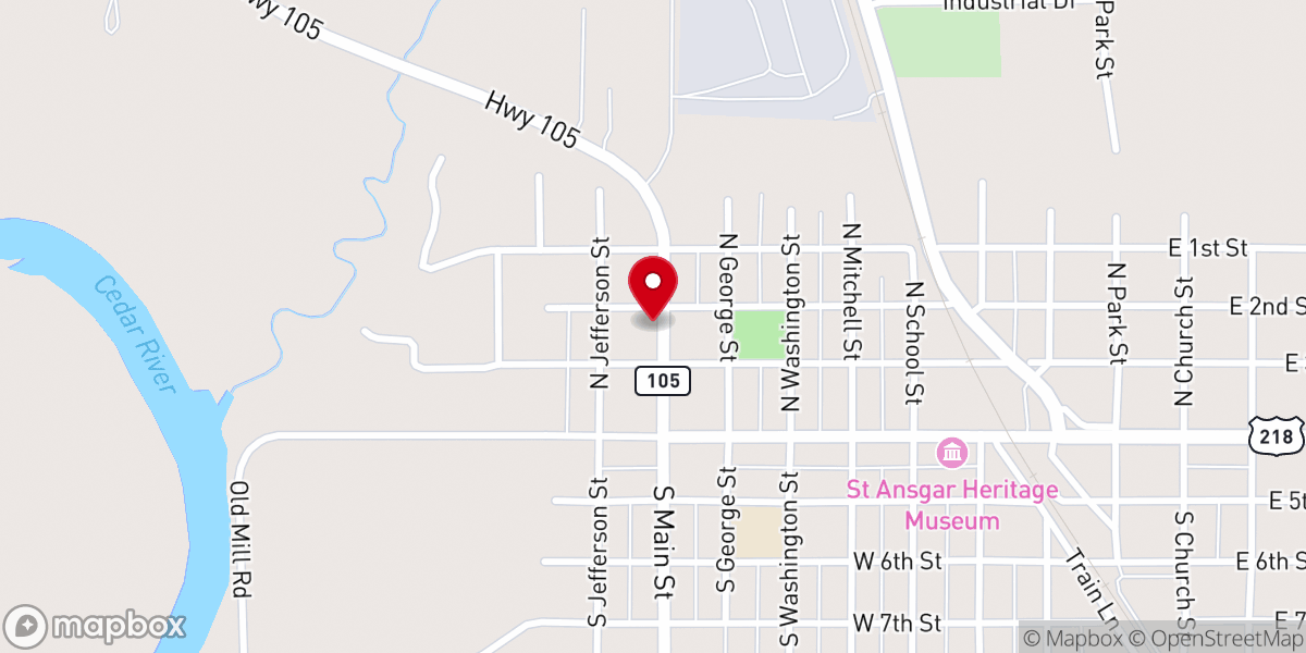 Map showing location of First Lutheran Church