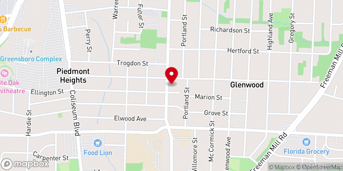 Map showing location of Tabernacle Baptist Church