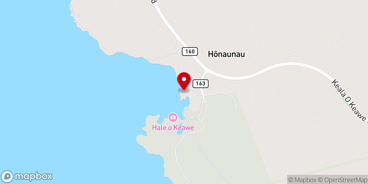 Map showing location of Honaunau Bay