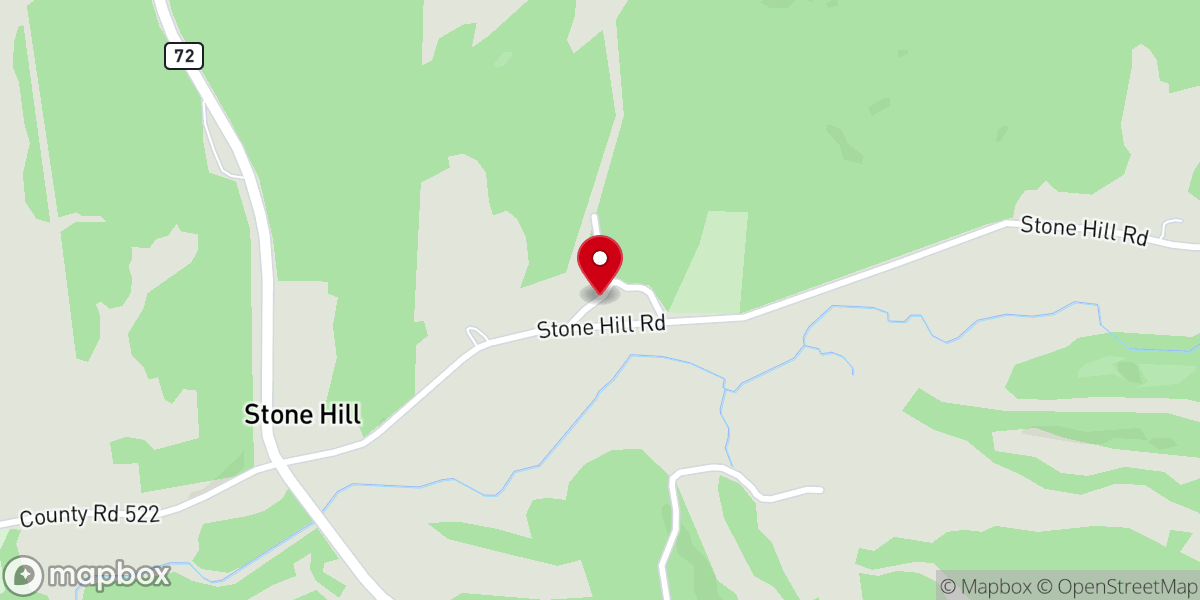 Map showing location of Stone Hill Church